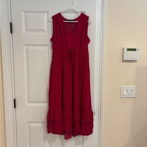 White House Black Market Crimson Sleeveless Midi Dress